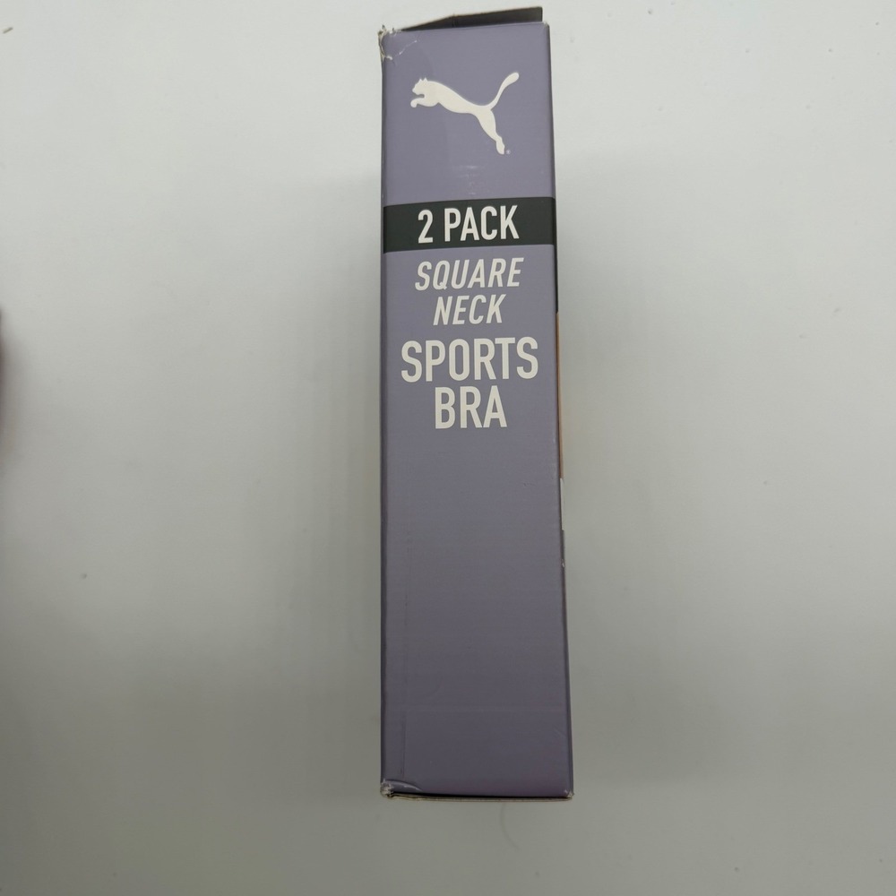 Puma 2 Pack Seamless Sports Bra Square Neck DryCell XL Purple White 2311 - Picture 2 of 5
